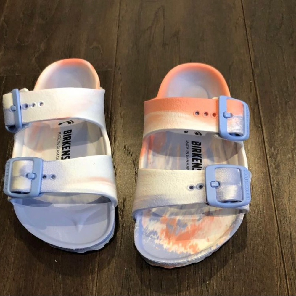 Birkenstock Arizona Essentials Sandals EVA Multi Coral Blue - Girls Size 8